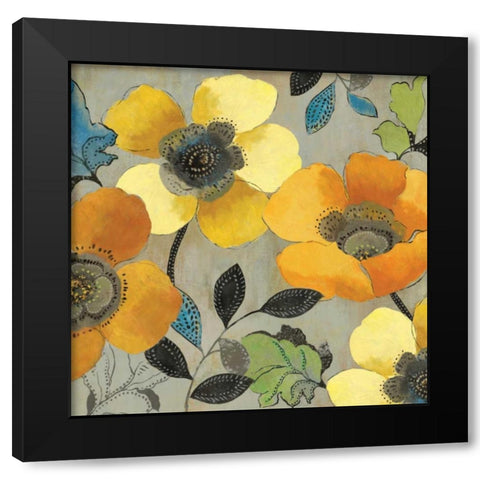 Yellow and Orange Poppies II Black Modern Wood Framed Art Print with Double Matting by Pearce, Allison