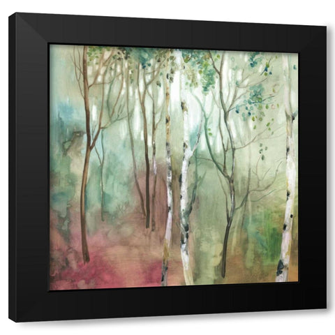 Birch in the fog I Black Modern Wood Framed Art Print with Double Matting by Pearce, Allison