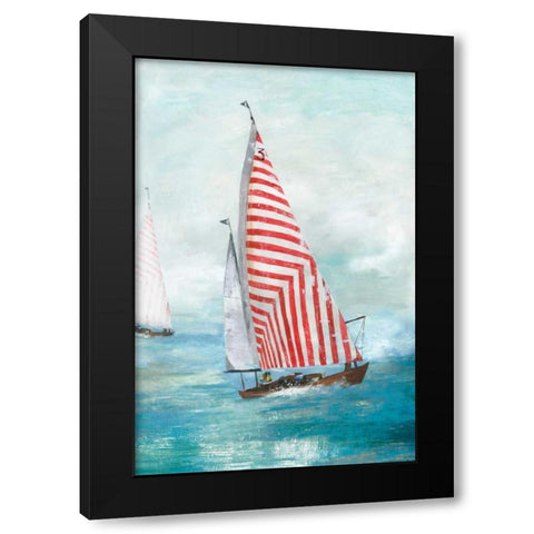 Red sails Black Modern Wood Framed Art Print with Double Matting by Pearce, Allison