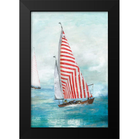 Red sails Black Modern Wood Framed Art Print by Pearce, Allison