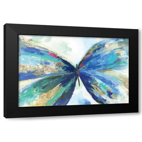 Blue butterfly Black Modern Wood Framed Art Print by Pearce, Allison