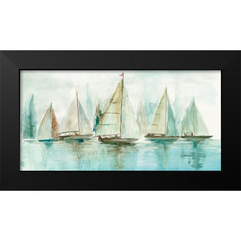 Blue Sailboats I  Black Modern Wood Framed Art Print by Pearce, Allison