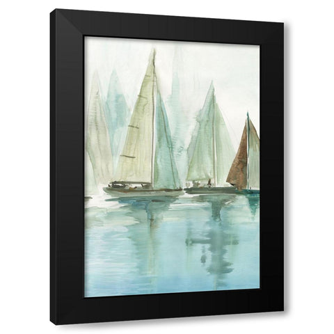 Blue Sailboats II  Black Modern Wood Framed Art Print by Pearce, Allison