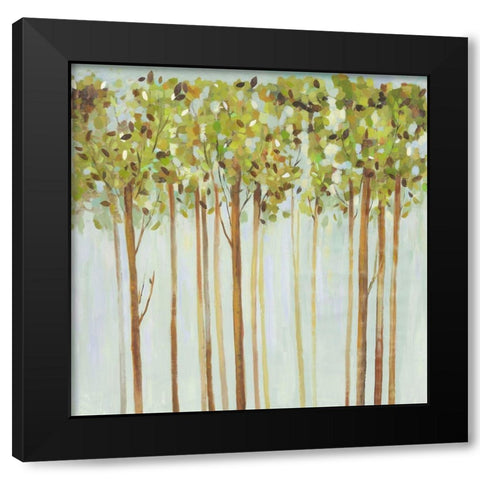 Green Leaves  Black Modern Wood Framed Art Print with Double Matting by Pearce, Allison