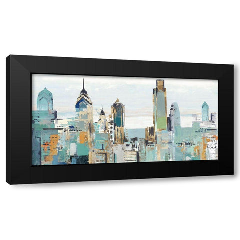 Teal City I Black Modern Wood Framed Art Print with Double Matting by Pearce, Allison