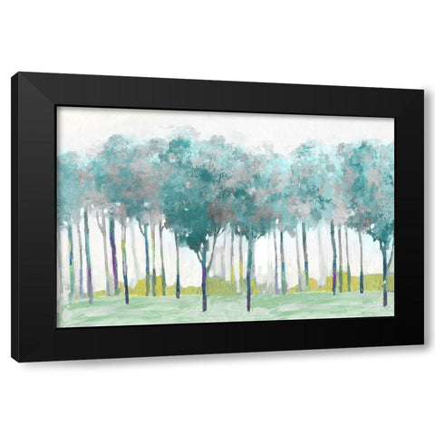 Teal Silver Black Modern Wood Framed Art Print with Double Matting by Pearce, Allison