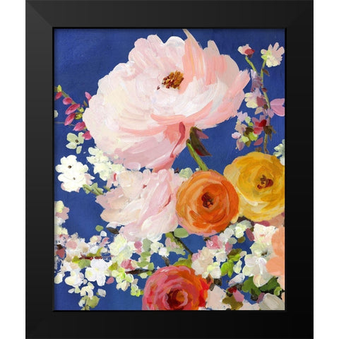 Midnight Garden Flowers I Black Modern Wood Framed Art Print by Pearce, Allison