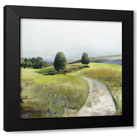 Green Pastoral Landscape  Black Modern Wood Framed Art Print with Double Matting by Pearce, Allison
