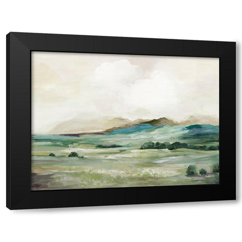 Serene Hillside Greens Black Modern Wood Framed Art Print with Double Matting by Pearce, Allison