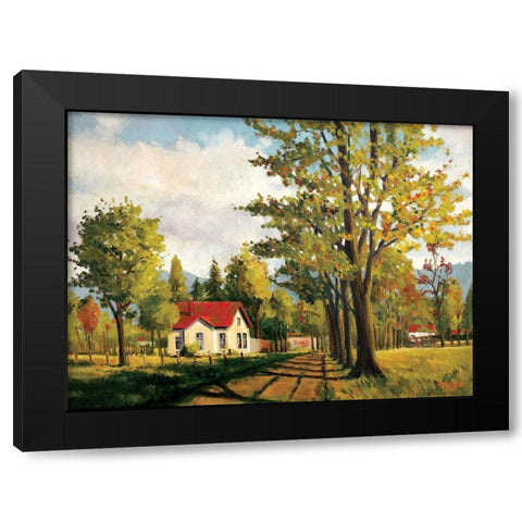 House on the Rural Road Black Modern Wood Framed Art Print by Molenaar, Pieter