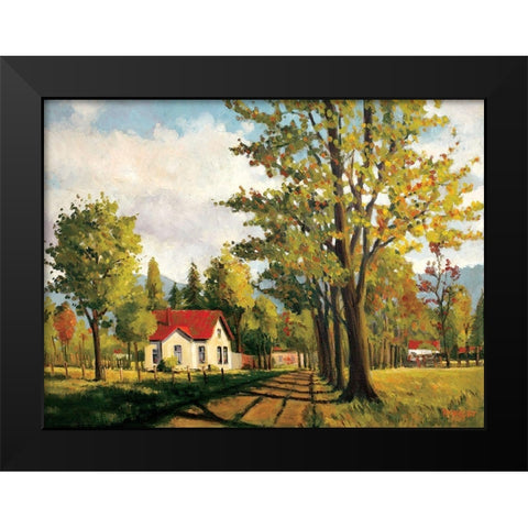 House on the Rural Road Black Modern Wood Framed Art Print by Molenaar, Pieter