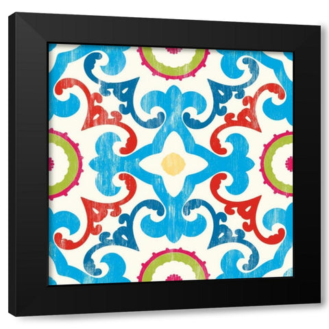 Suzani IV Black Modern Wood Framed Art Print with Double Matting by PI Galerie