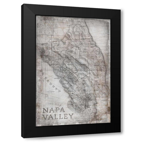 Champagne Map White Black Modern Wood Framed Art Print by PI Galerie