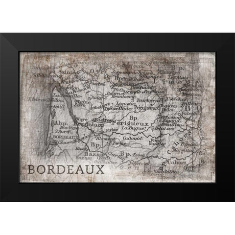 Tuscany Map White Black Modern Wood Framed Art Print by PI Galerie