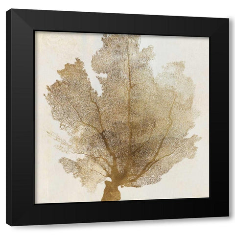 Gold Coral I Black Modern Wood Framed Art Print with Double Matting by PI Galerie