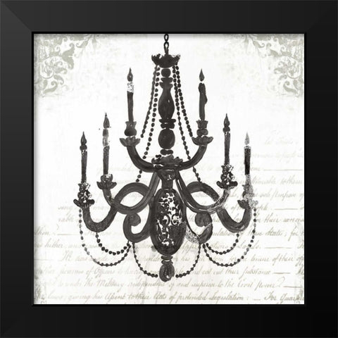 Black Chandelier I Black Modern Wood Framed Art Print by PI Galerie