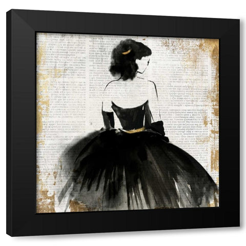 Lady in Black Dress Black Modern Wood Framed Art Print by PI Galerie