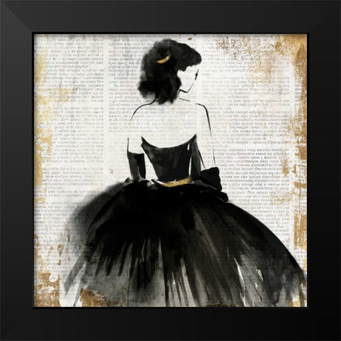 Lady in Black Dress Black Modern Wood Framed Art Print by PI Galerie