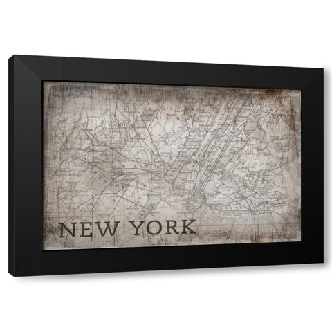 New York Map White Black Modern Wood Framed Art Print by PI Galerie