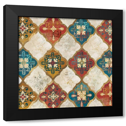 Moroccan Spice Tiles I Black Modern Wood Framed Art Print with Double Matting by PI Studio