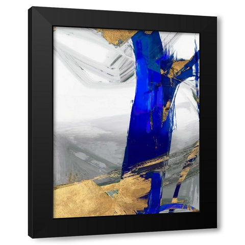 Indigo Abstract IV Black Modern Wood Framed Art Print with Double Matting by PI Galerie