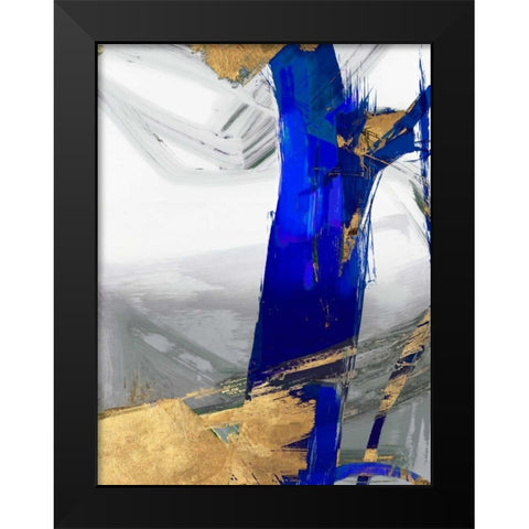 Indigo Abstract IV Black Modern Wood Framed Art Print by PI Galerie