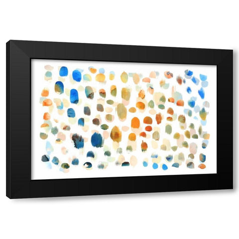 Colour Dabs Black Modern Wood Framed Art Print with Double Matting by PI Galerie