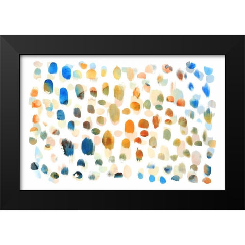 Colour Dabs Black Modern Wood Framed Art Print by PI Galerie