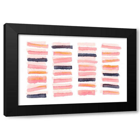 Slats Black Modern Wood Framed Art Print with Double Matting by PI Galerie