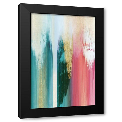 Multicolor Streak Black Modern Wood Framed Art Print by PI Galerie