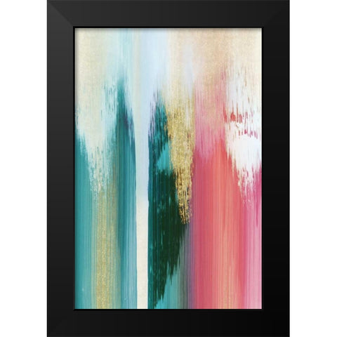 Multicolor Streak Black Modern Wood Framed Art Print by PI Galerie