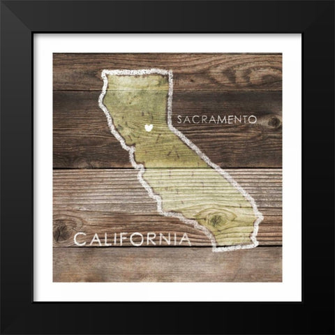 California Rustic Map Black Modern Wood Framed Art Print by PI Galerie