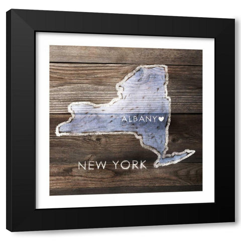New York Rustic  Map  Black Modern Wood Framed Art Print by PI Galerie