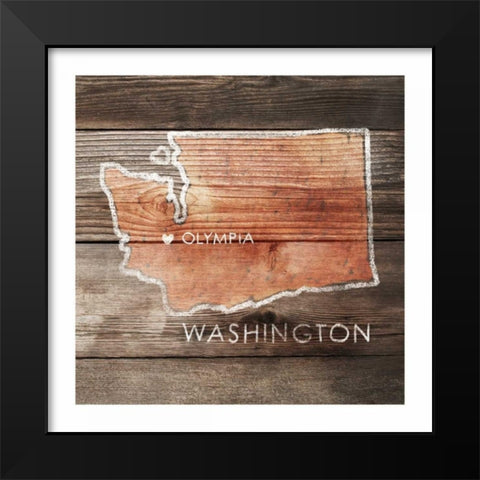 Washington Rustic Map Black Modern Wood Framed Art Print by PI Galerie
