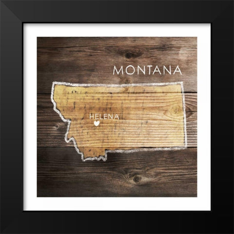Montana Rustic Map Black Modern Wood Framed Art Print by PI Galerie