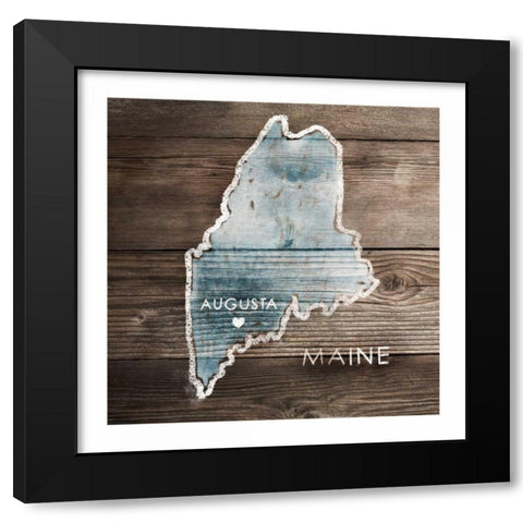 Maine Rustic Map Black Modern Wood Framed Art Print by PI Galerie