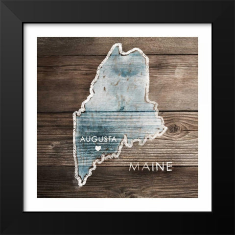 Maine Rustic Map Black Modern Wood Framed Art Print by PI Galerie
