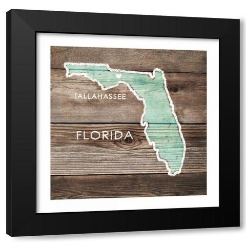 Florida Rustic Map Black Modern Wood Framed Art Print by PI Galerie