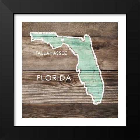 Florida Rustic Map Black Modern Wood Framed Art Print by PI Galerie