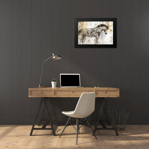 Equestrian Gold I Black Modern Wood Framed Art Print by PI Galerie