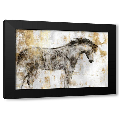 Equestrian Gold I Black Modern Wood Framed Art Print with Double Matting by PI Galerie