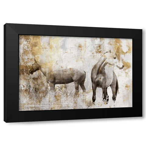 Equestrian Gold II Black Modern Wood Framed Art Print with Double Matting by PI Galerie