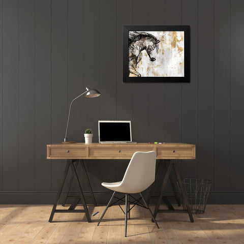 Equestrian Gold III Black Modern Wood Framed Art Print by PI Galerie