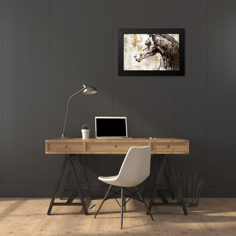 Equestrian Gold IV Black Modern Wood Framed Art Print by PI Galerie
