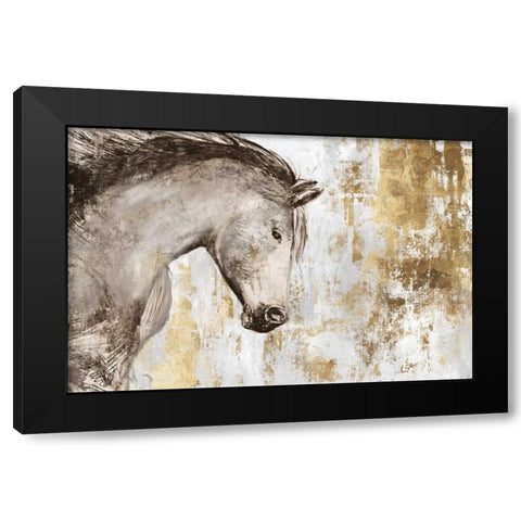 Equestrian Gold V Black Modern Wood Framed Art Print with Double Matting by PI Galerie