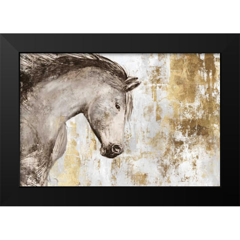 Equestrian Gold V Black Modern Wood Framed Art Print by PI Galerie