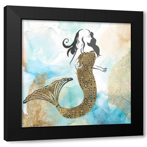 Mermaid I Black Modern Wood Framed Art Print by PI Galerie