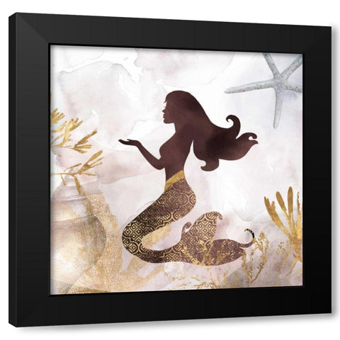 Mermaid II Black Modern Wood Framed Art Print with Double Matting by PI Galerie