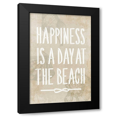 Happiness is a day at the Beach Black Modern Wood Framed Art Print by PI Galerie