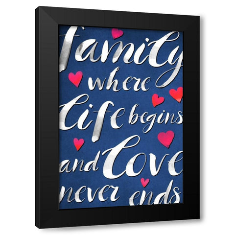 Family Love I Black Modern Wood Framed Art Print with Double Matting by PI Galerie